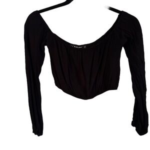 For Love And Lemons Women’s Black Crop Top Off The Shoulder L/S Size S